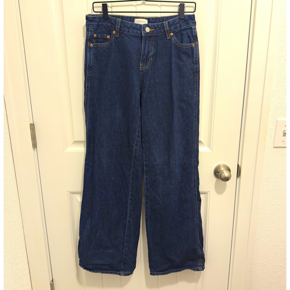 PacSun Women's Casey Low Rise Baggy Wide-Leg Dark Wash Blue Denim Jeans Size 25